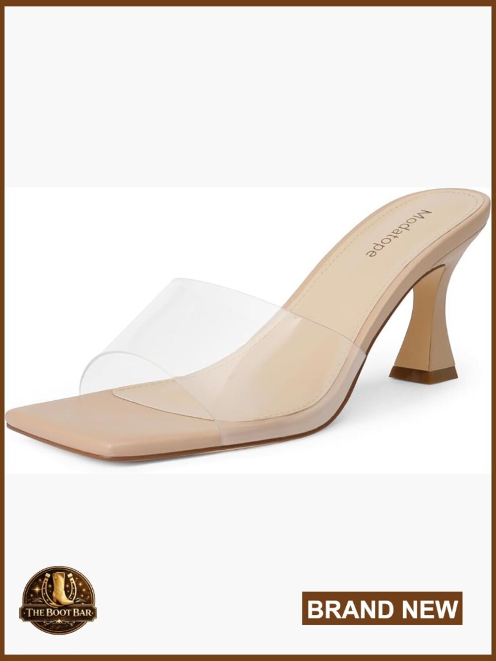 Heeled Sandals Open Square Toe Chunky Block Heel Slip On Mules
